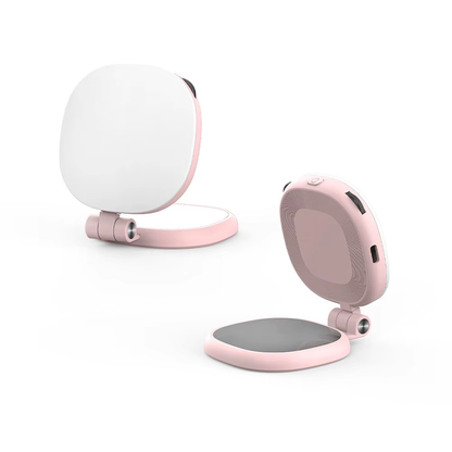 Magnetic Selfie Light Compatible with MagSafe iPhone Folding LED Phone Fill Ring Lighting with Mirror for Video Conference