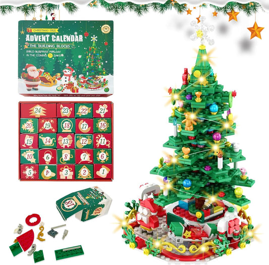 Advent Calendar 2025 Christmas Tree Building Toy Set with LED light