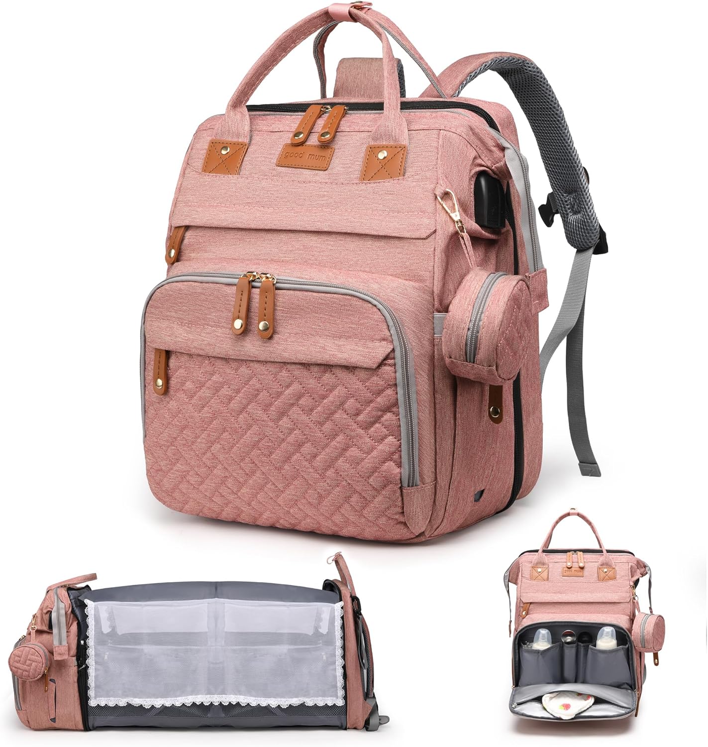 【FREE SHIPPING】Diaper Bag Backpack with Change Station
