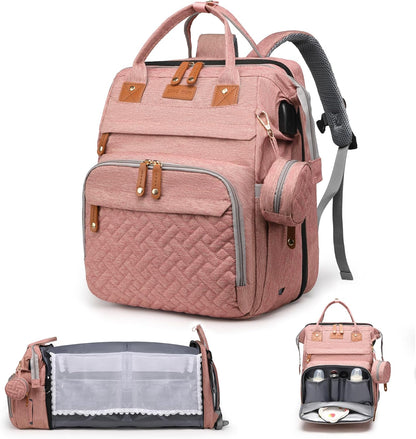 【FREE SHIPPING】Diaper Bag Backpack with Change Station