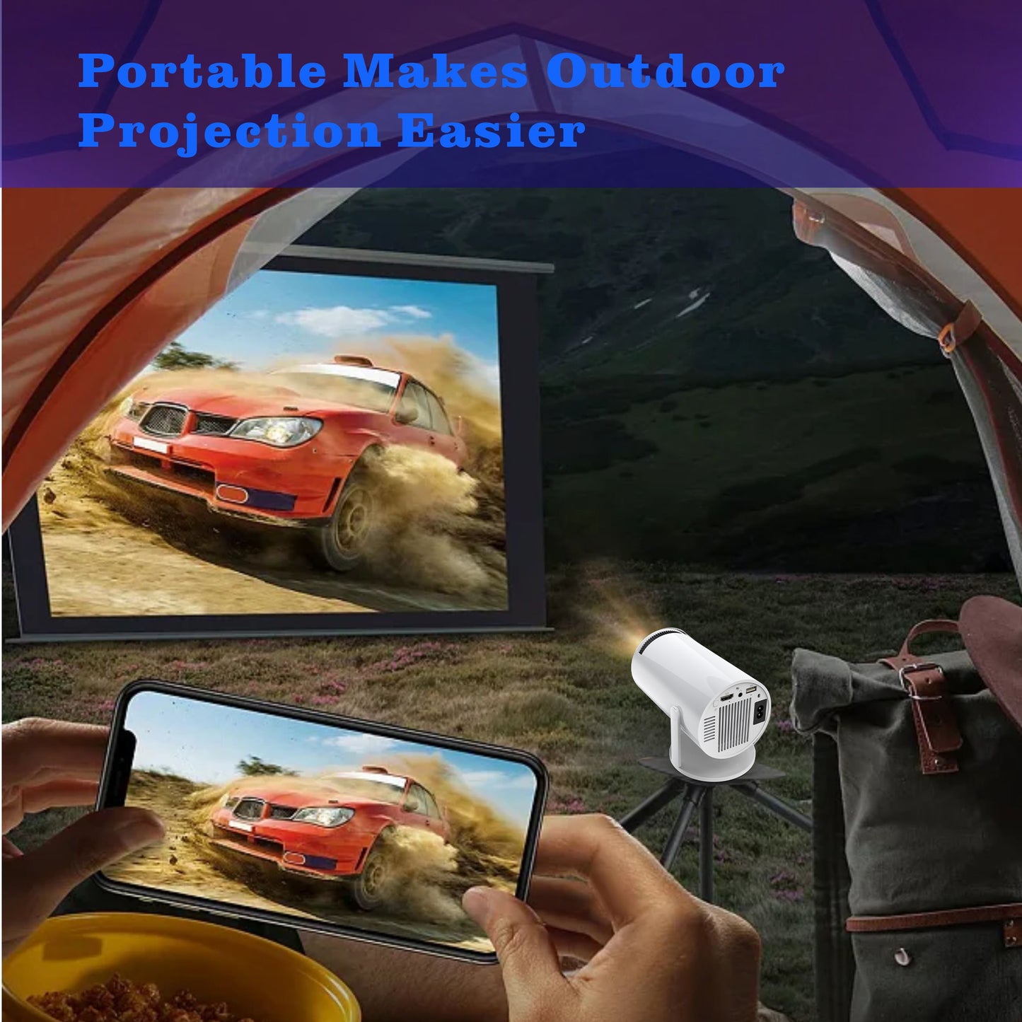4K mini smart projector, suitable for movie projection, compatible with mobile phones.