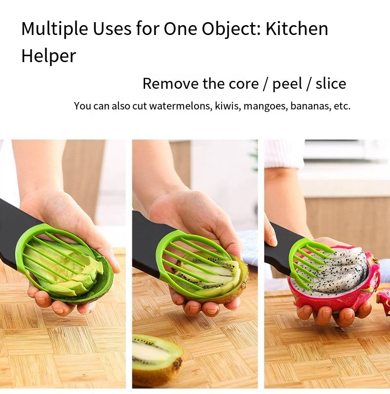 Avocado slicer, pitter, and peeler combination