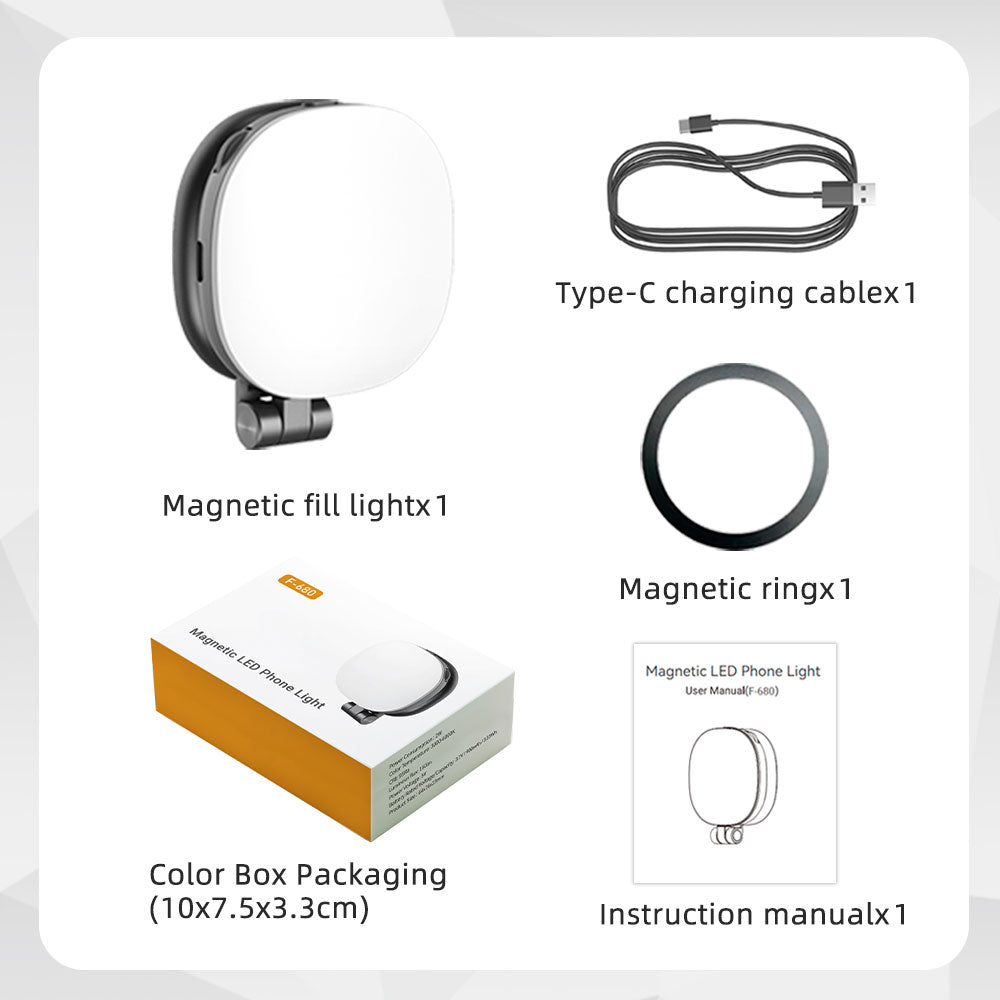 Magnetic Selfie Light Compatible with MagSafe iPhone Folding LED Phone Fill Ring Lighting with Mirror for Video Conference