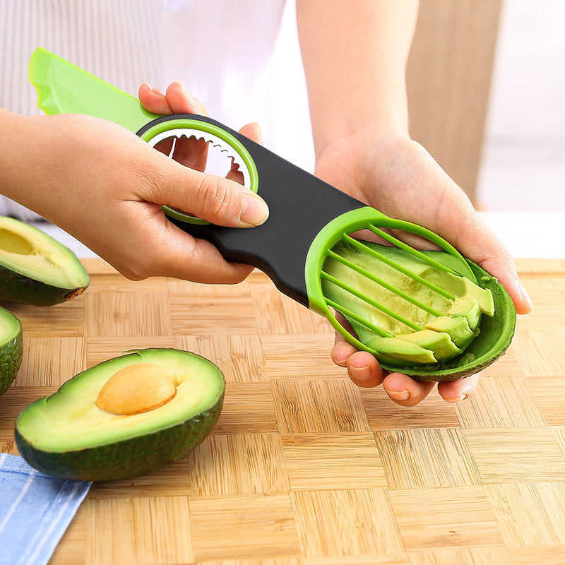 Avocado slicer, pitter, and peeler combination