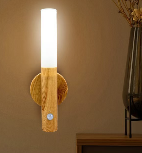 Wood grain motion sensor night light - 3 colors change
