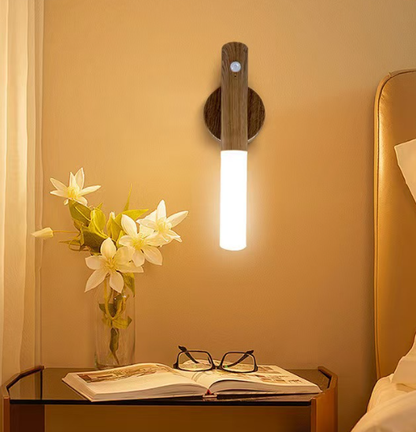 Wood grain motion sensor night light - 3 colors change