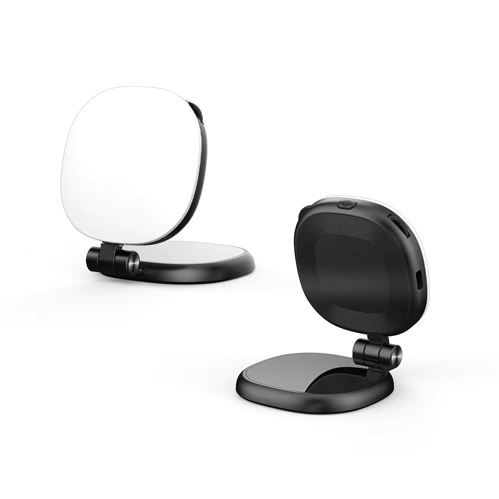 Magnetic Selfie Light Compatible with MagSafe iPhone Folding LED Phone Fill Ring Lighting with Mirror for Video Conference