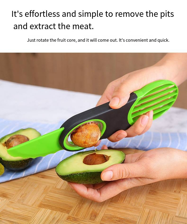 Avocado slicer, pitter, and peeler combination