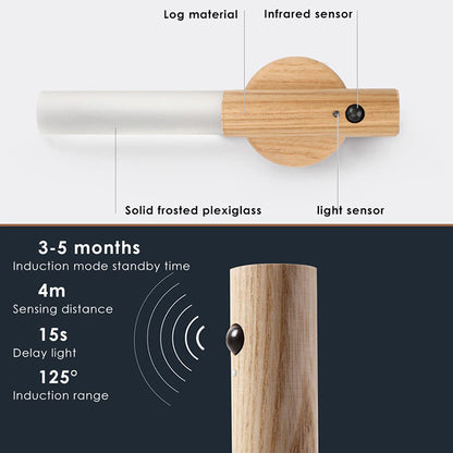 Wood grain motion sensor night light - 3 colors change