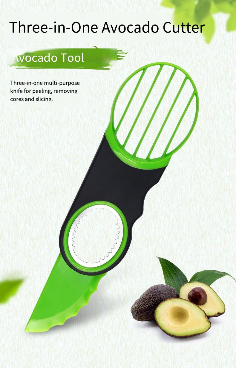 Avocado slicer, pitter, and peeler combination