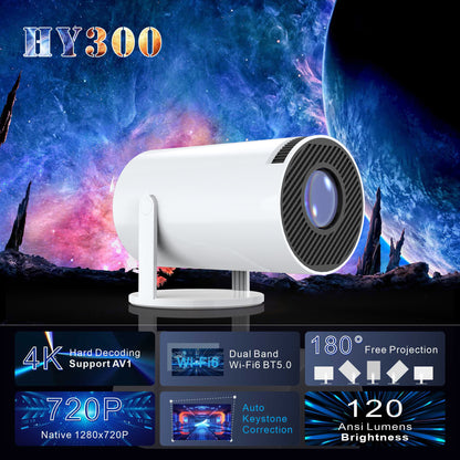 4K mini smart projector, suitable for movie projection, compatible with mobile phones.