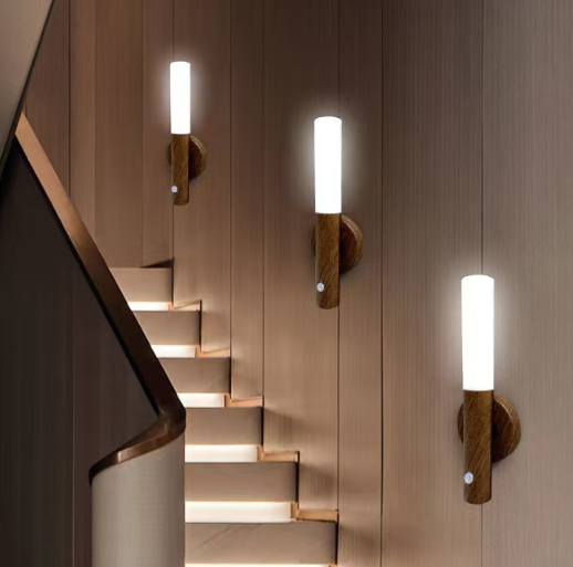 Wood grain motion sensor night light - 3 colors change
