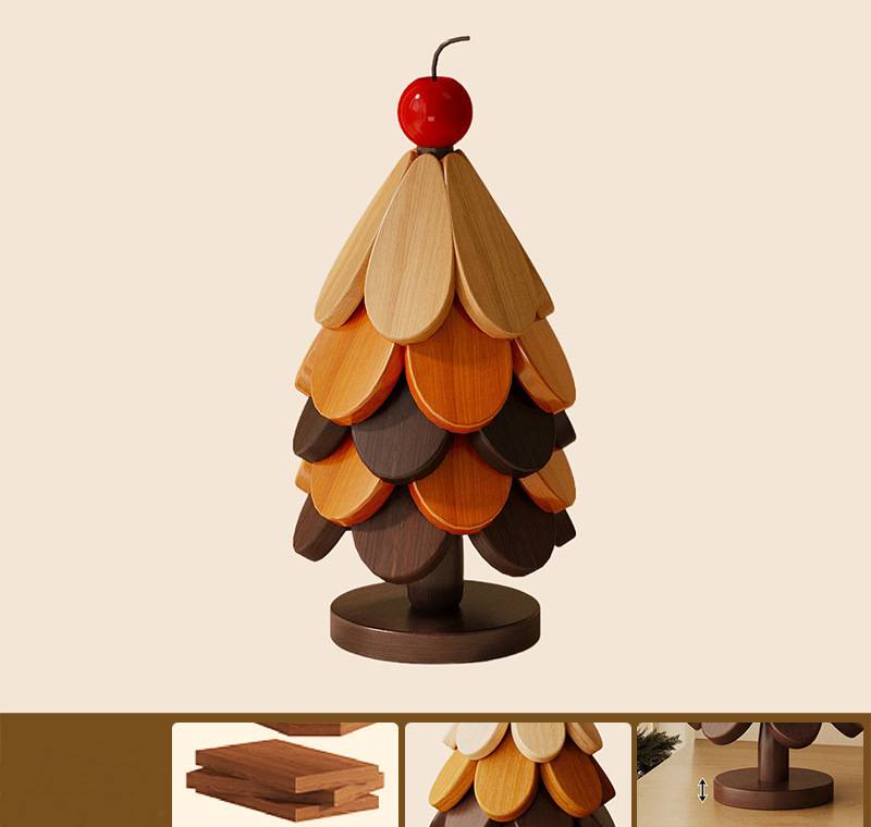 🎁Early Christmas Hot Sale 🎅Natural Tree Trivet Set - 4 bamoo Trivets & 1 Stand Like a Christmas Tree