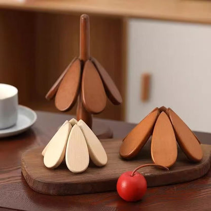 🎁Early Christmas Hot Sale 🎅Natural Tree Trivet Set -Stars&Apples
