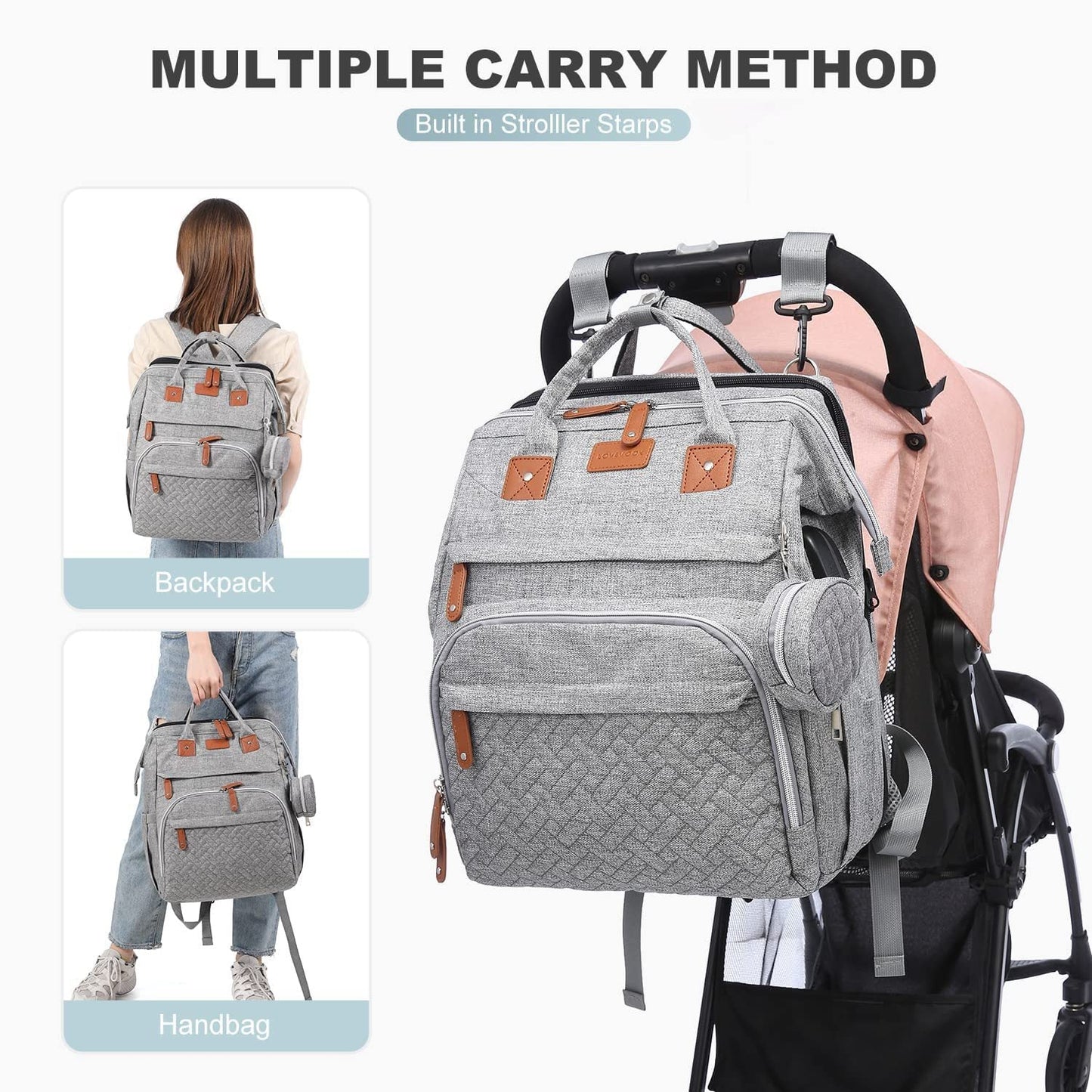 【FREE SHIPPING】Diaper Bag Backpack with Change Station