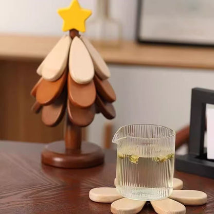 🎁Early Christmas Hot Sale 🎅Natural Tree Trivet Set -Stars&Apples