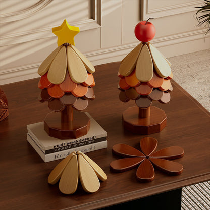 🎁Early Christmas Hot Sale 🎅Natural Tree Trivet Set -Stars&Apples