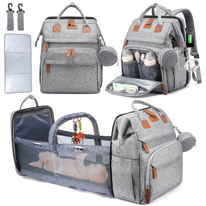 【FREE SHIPPING】Diaper Bag Backpack with Change Station