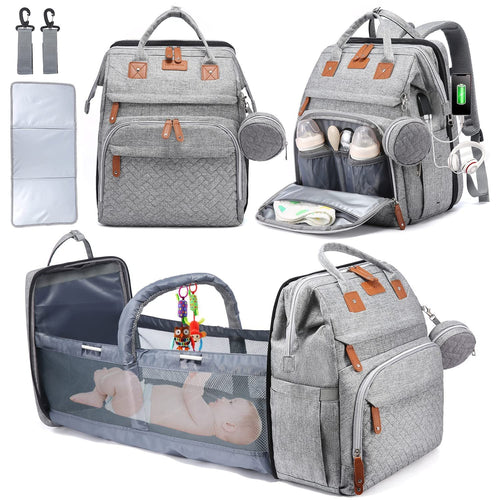 【FREE SHIPPING】Diaper Bag Backpack with Change Station