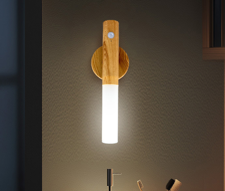 Wood grain motion sensor night light - 3 colors change