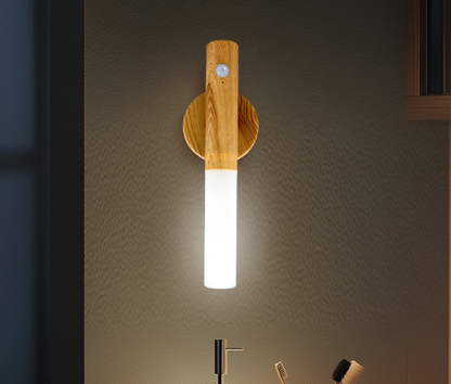 Wood grain motion sensor night light - 3 colors change