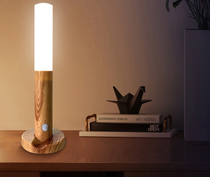 Wood grain motion sensor night light - 3 colors change
