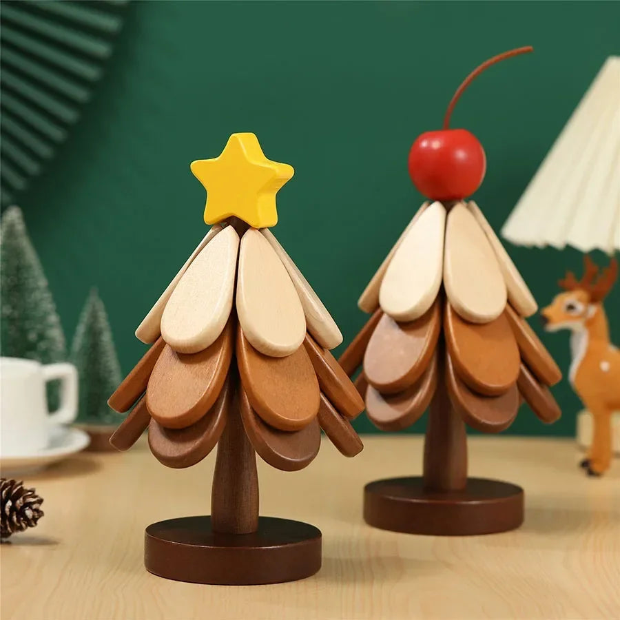 🎁Early Christmas Hot Sale 🎅Natural Tree Trivet Set -Stars&Apples